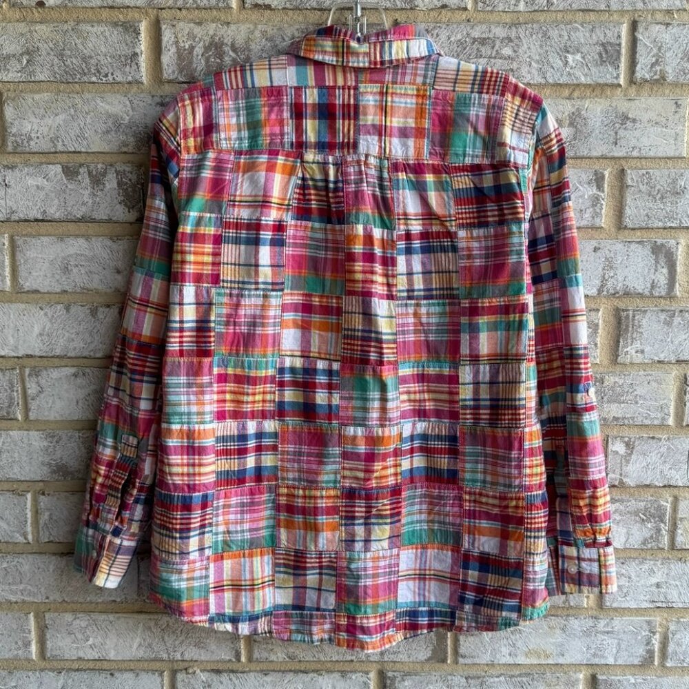 Lands' End Long Sleeve Button Up Patchwork 100% C… - image 2